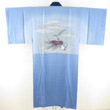 Load image into Gallery viewer, Ise shrimp pattern for pure silk men blue gray lined long undergarment Casual men&#39;s kimono body height 135cm beautiful goods