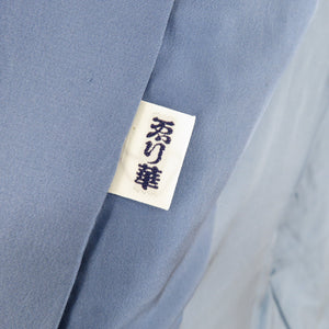 Ise shrimp pattern for pure silk men blue gray lined long undergarment Casual men's kimono body height 135cm beautiful goods