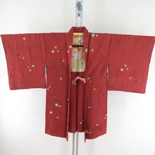 Load image into Gallery viewer, Haori Antique Ice cracked Tsubaki Pattern Pure Court Pure Silk Orange Brown Retro Taisho Roman Romance Kimono 89cm