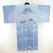 Load image into Gallery viewer, Bald Silk Mount Mt. Fuji Pattern Blue Gray Lined Lined Lined Base Casual Men&#39;s Kimono Power 129cm