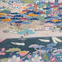 Load image into Gallery viewer, Kaga Yuzen Kuroda Kuroda Kuroda Sea Scenery Pure Silk Pure Lined Wide Collar History Introduction Writer Kaga Yuzen Dyeing Formal Tailor
