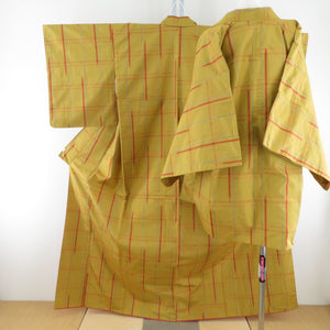 Tsumugi Kimono Ensemble Road Midal dressing lattice pattern