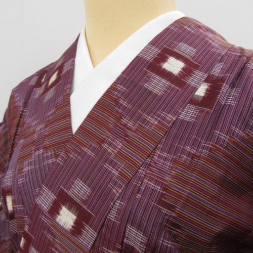 Tsumugi Antique Antique Kimono Pure Silk Purchased Brown Square Connection Lined Kimono Bee Collar Star Store Approx.