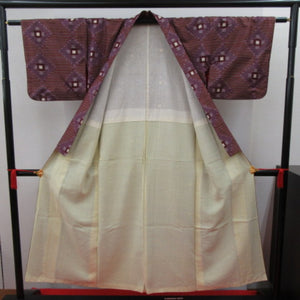 Tsumugi Antique Antique Kimono Pure Silk Purchased Brown Square Connection Lined Kimono Bee Collar Star Store Approx.
