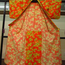 Load image into Gallery viewer, Otherwise Wool Kimono Denange Green × Carrusi × Orange Floral Length (From Shoulder) 3-Geigh 9 Dimensions 2-minute Small-Patent Length about 145 cm For about 145 cm # 1001 Used # 1001