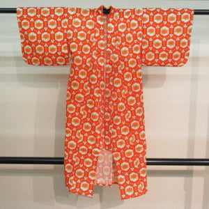 Other kimono girl wool three stiffness (from the shoulder) 92.4cm (2 shaku 4 inch 3 minutes) Orange turtle shell blossom pattern #1001 used