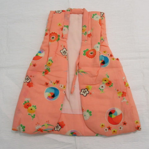 Other kimono girl cotton case best (from shoulder) 45cm (1 shaku 1 inch 8 minutes) Salmon pink maris flower cute remake #1001 used