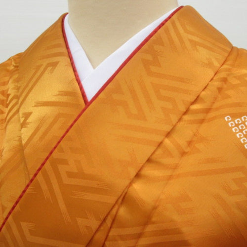 Other kimono single dressing bodies (from the shoulder) 160.4cm (4 shaku 2 inch 2 minutes) Mass -orange (gold) × white × black 菱 菱 菱 菱 菱 型 型 型 型 型 型 型 型 地 地 型