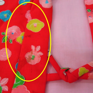 Other kimono remake suitable girls one kimono & sleeves jacket set Red Color Camellia Retro #1001 Used