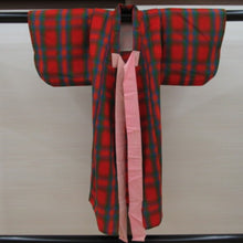 Load image into Gallery viewer, Otherwise Wool Kimono Length (from shoulders) 76 cm (about 2 tummy) Green × Green × Blue Grid Pattern Check Girl Kimono Casual # 1001 [Pre]