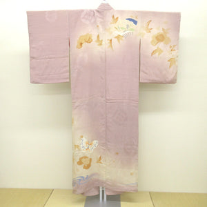 Other kimono gem Antique kimono visit Light purple beige blur flowers and butterfly remake retro stage theatrical theater interior # 1001 used