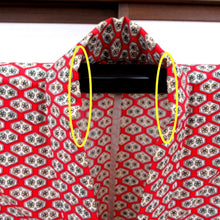 Load image into Gallery viewer, Other kimono Wool kimono red generated turtle shell green x yellow plum bellows collar status (from the shoulder) 3 shaku 9 inch 9 minutes 9 minutes height about 151cm tall dressing practice