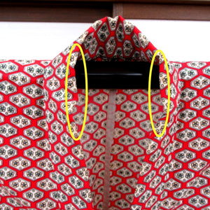 Other kimono wool kimono generated red kimono green x yellow plum bee collar stiffness (from the shoulder) 3 shaku 9 inch 9 minutes height about 151cm tall dressing practice # 1001 Used