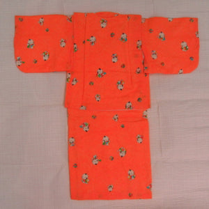 Other kimono girl cotton cotton cotton wool kimono with cotton packed sleeves orange dot x child pattern cute nostalgic rare rare popular # 1001 used